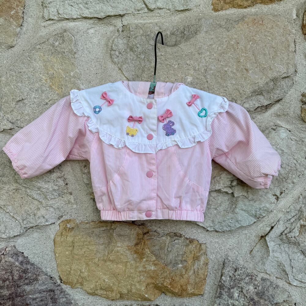 VINTAGE 90s Casual Time stripe jacket size 3-6 months